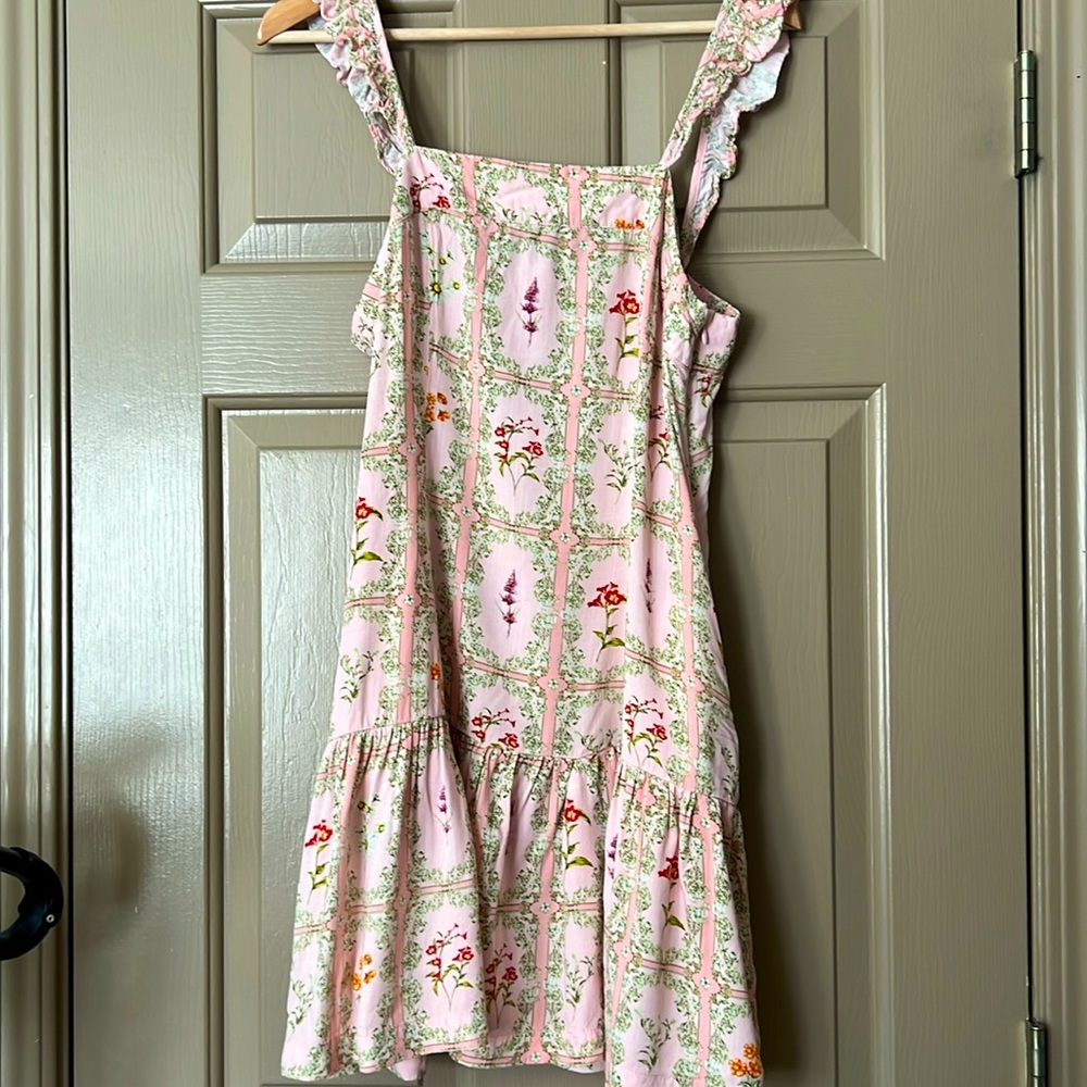 Agua Bendita Pink Floral Midi Dress
